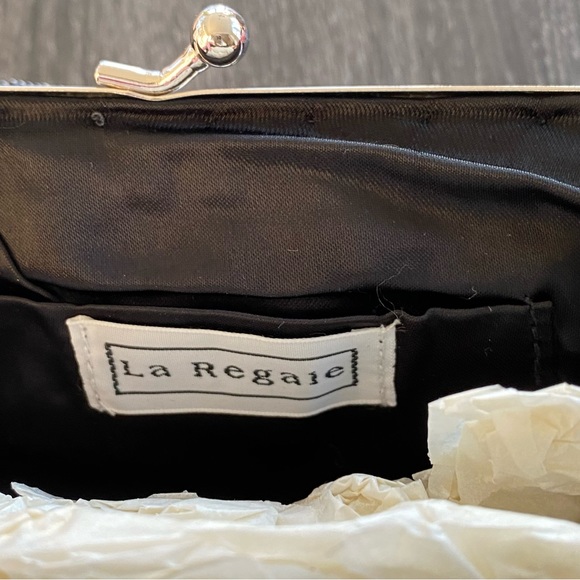 Vintage La Regale Black Beaded Evening Bag Cocktail Purse Small/Mini Fringe NWT! - Picture 6 of 7